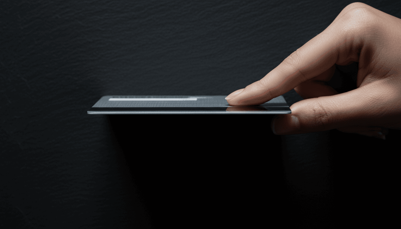 Hand holding a metallic card